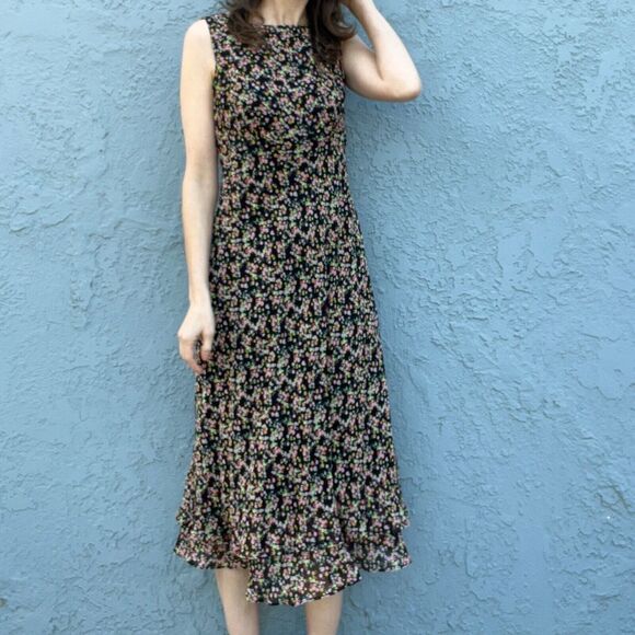 Vintage Talbots Dress 100% Silk Size 8 Maxi 90s Grunge Granny - Picture 1 of 16